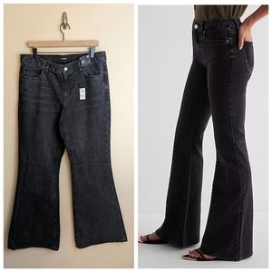 NWT Express black 70s mid rise flare jeans size 12